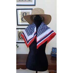 Norwegian Caribbean Lines Vintage Silk Scarf Red/White/Blue Nautical Design 34"